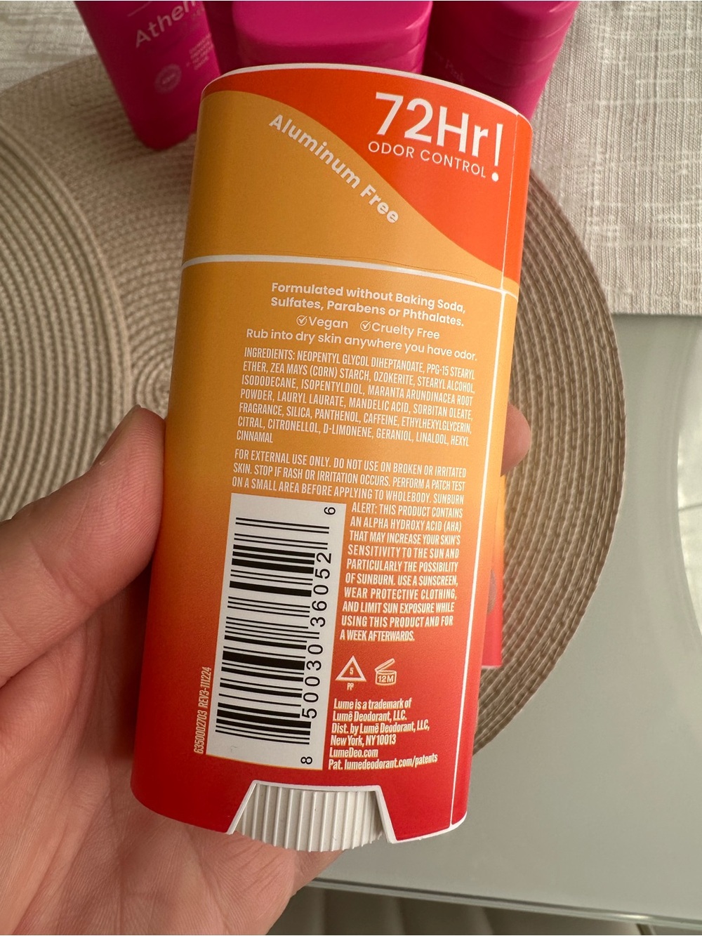 LUME Whole Body Deodorant Smooth Solid - Clean Tangerine (Orange)- 2 PACK - Picture 3 of 5